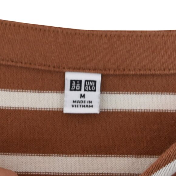 Uniqlo Brown and White Striped Long Sleeve Tee - Picture 4 of 7